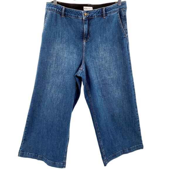 Jean Cropped Femme 7 SEVEN PREMIUM - Taille 6 - Bleu Vipère - Jambes Larges - Neuf Avec étiquettes